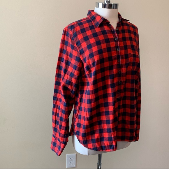 J. CREW Red Buffalo Plaid Flannel Shirt Large Long Sleeve - Picture 2 of 13
